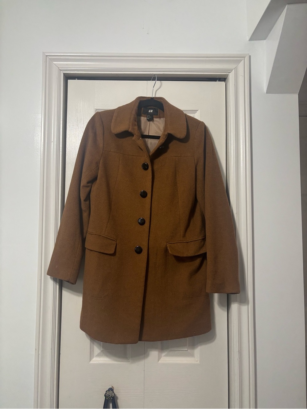 H&M Women's Camel Brown Single-Breasted Pea Coat